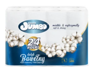 Papier toaletowy SŁONIK JUMBO BAWEŁNA 3 warstwy 24 rolki 100% CELULOZA