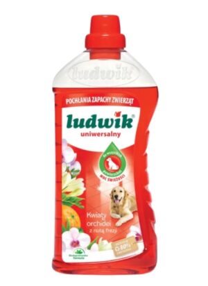 Płyn UNIWERSALNY do mycia wszystkich powierzchni zmywalnych LUDWIK 1L Orchidea z Frezją POCHŁANIA zapachy ZWIERZĄT