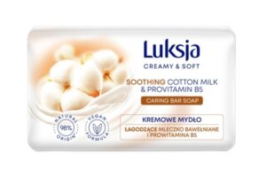 Mydło w kostce Luksja Creamy & Soft Kremowe Mydło Łagodzące Mleczko Bawełniane z Prowitaminą B5 90g