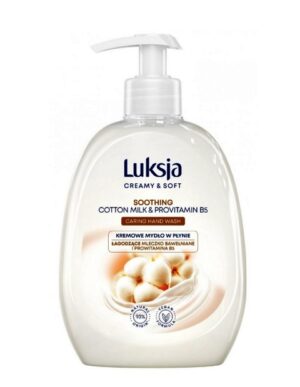 Mydło w płynie z dozownikiem pompką LUKSJA kremowe Creamy & Soft Mleczko Bawełniane i Prowitamina B5 500ml NAWILŻENIE REGENERACJA