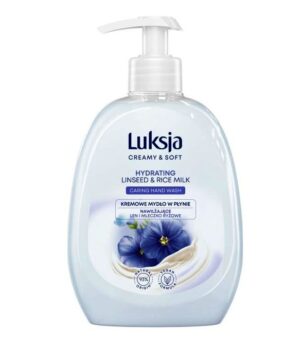 Mydło w płynie z dozownikiem pompką LUKSJA kremowe Nawilżające Creamy & Soft Len i Mleczko Ryżowe 500ml