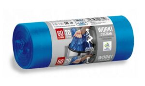 Worki na śmieci ANNA ZARADNA LDPE 60L 20 szt. z uszami niebieskie