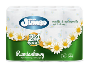 Papier toaletowy JUMBO RUMIANEK 3 warstwy 24 rolki 100% CELULOZA