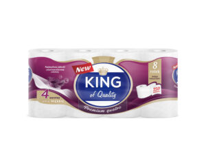 Papier toaletowy KING PREMIUM QUATRO 4 warstwy 8 rolek 100% CELULOZA