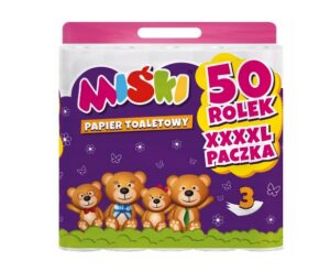 Papier toaletowy MIŚKI paczka XXXXL 50 rolek 3 warstwy  100% CELULOZA
